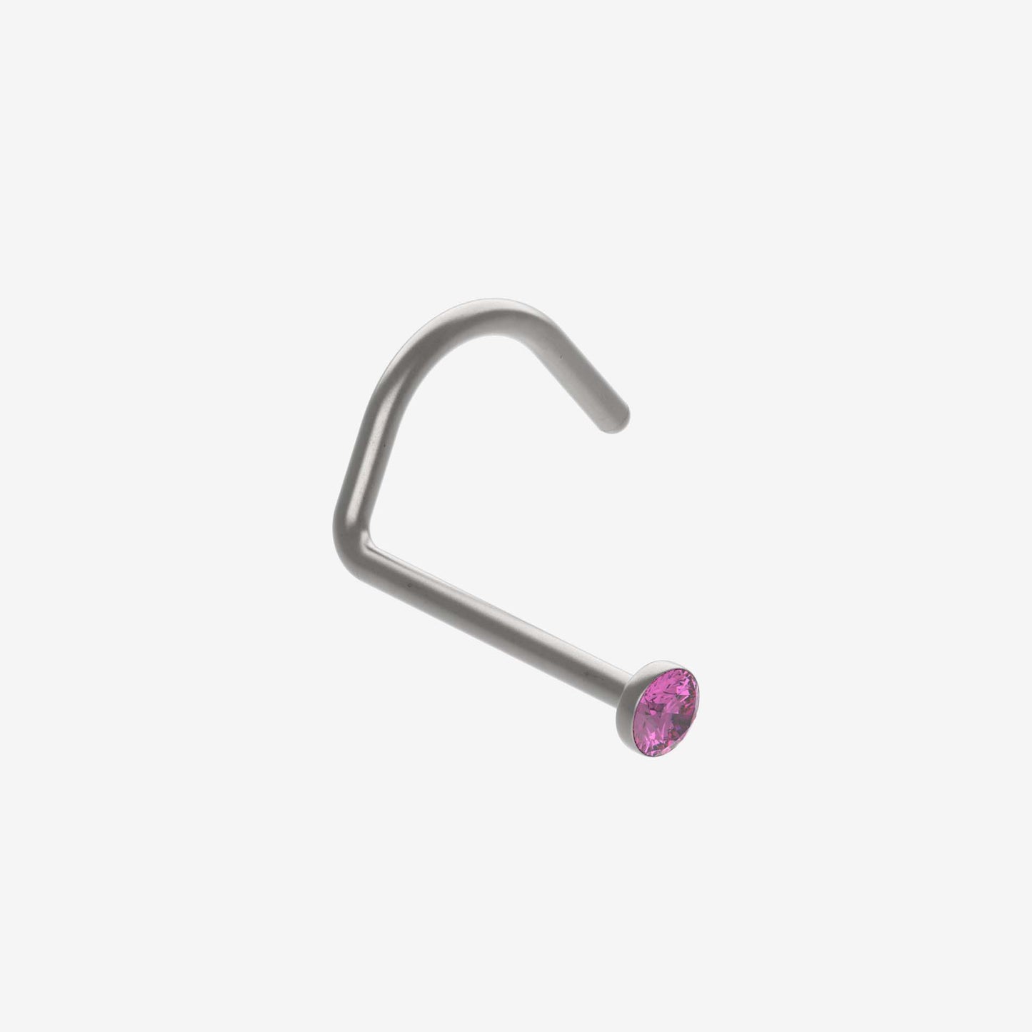 Piranha Nose Polished Titanium with Stone