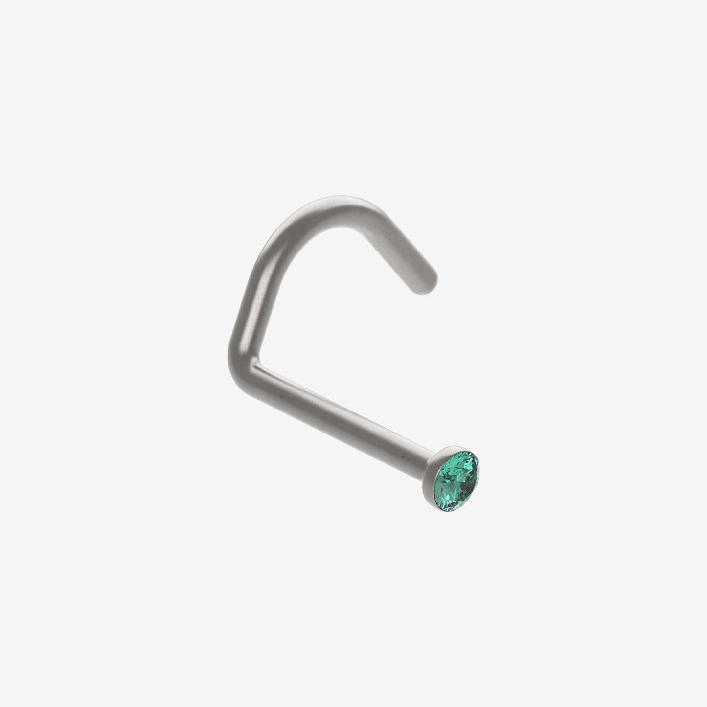 Piranha Nose Polished Titanium with Stone