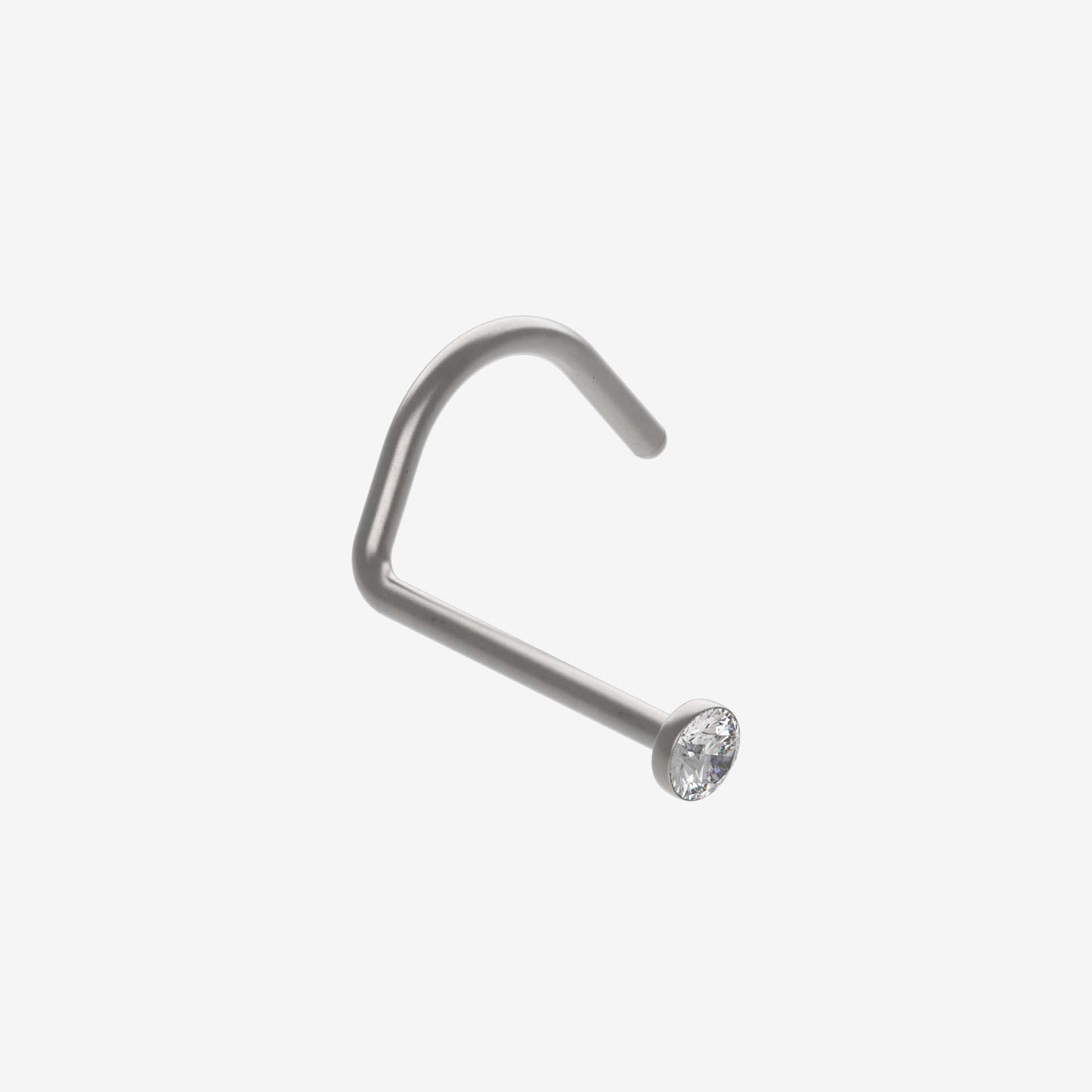 Piranha Nose Polished Titanium with Stone