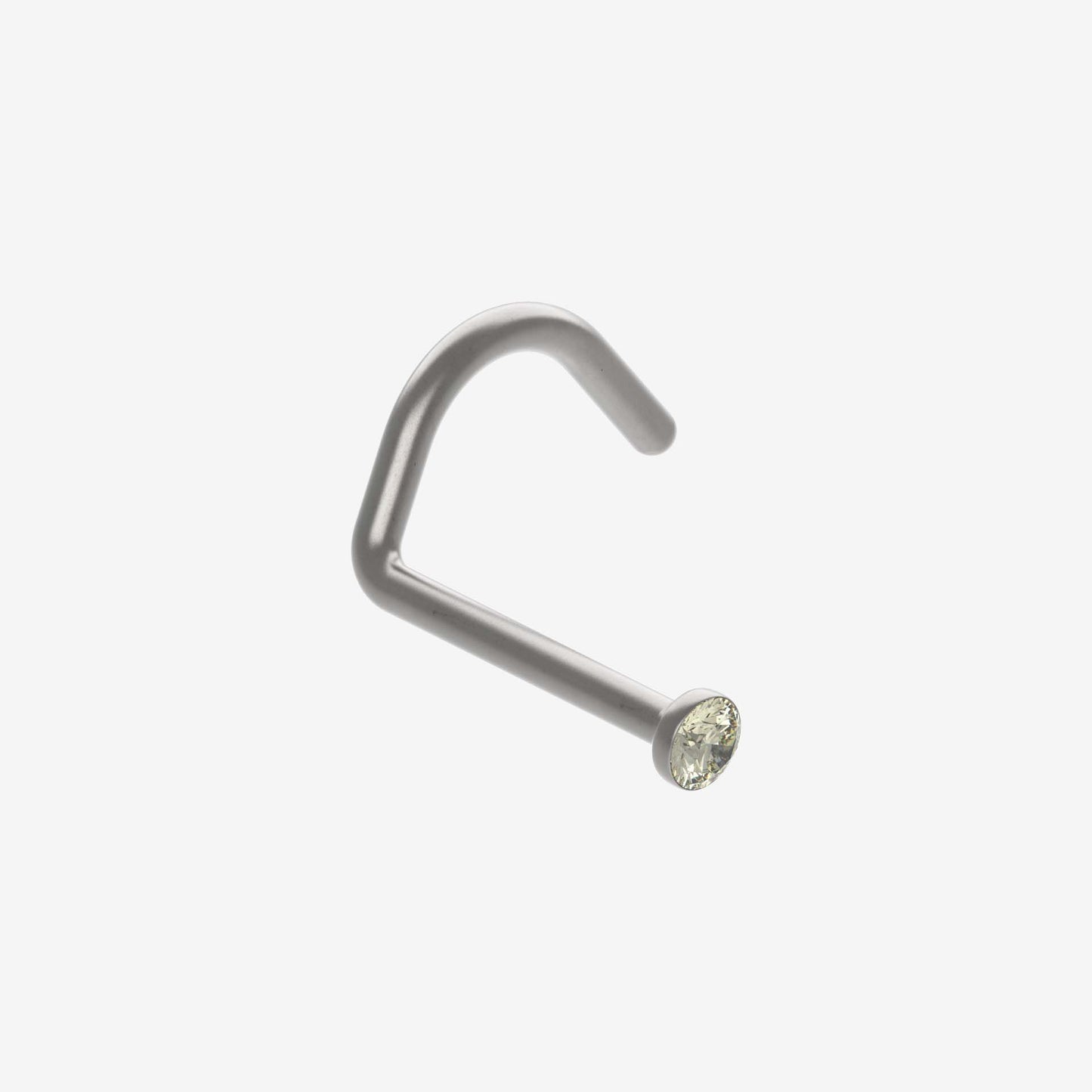 Piranha Nose Polished Titanium with Stone
