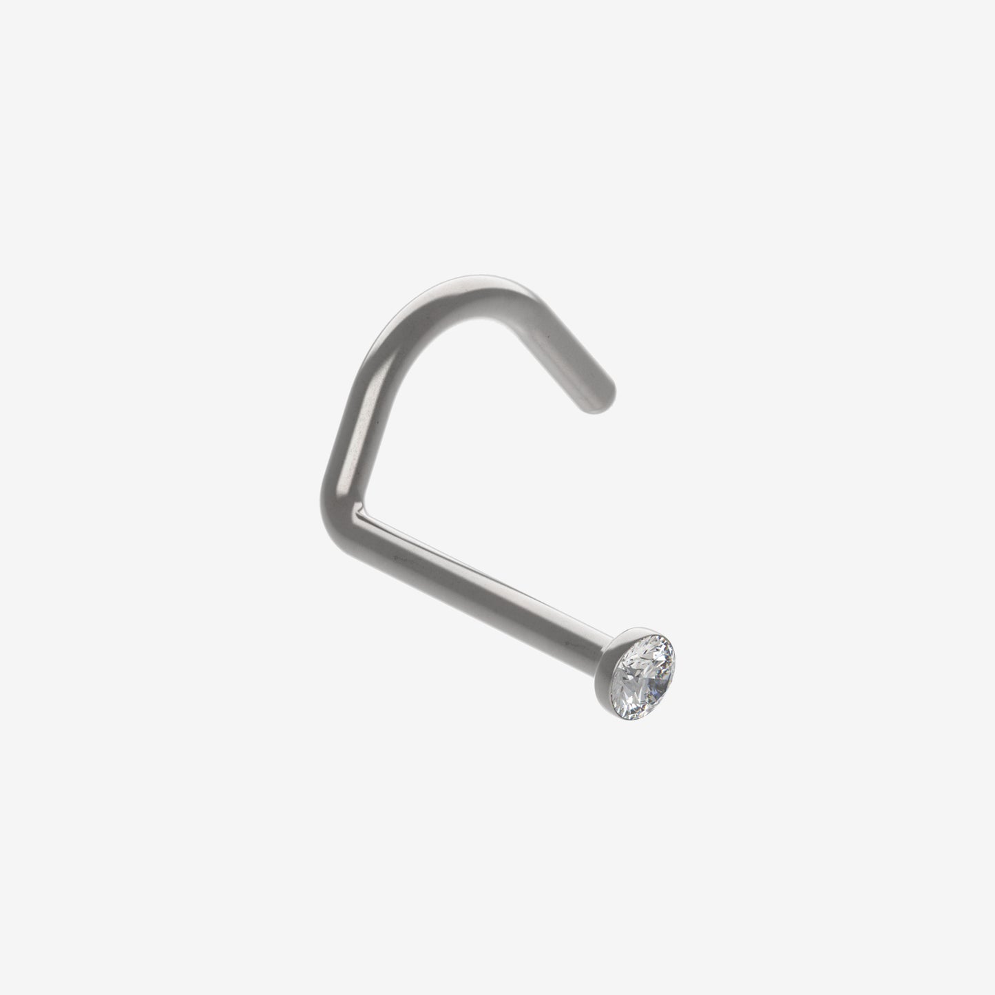 Piranha Nose Polished Titanium with Stone