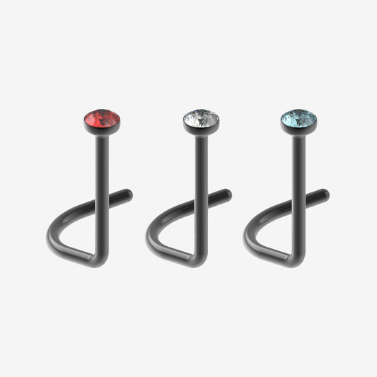 Piranha Nose Black Steel with Stone - 2061-NOSE-ACONP