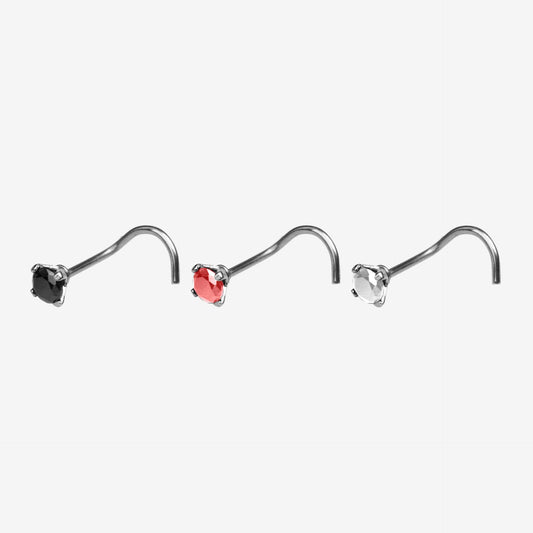 Piranha Nose Surgical Steel 316L with Stone Large - 2061-NOSE-ACPG