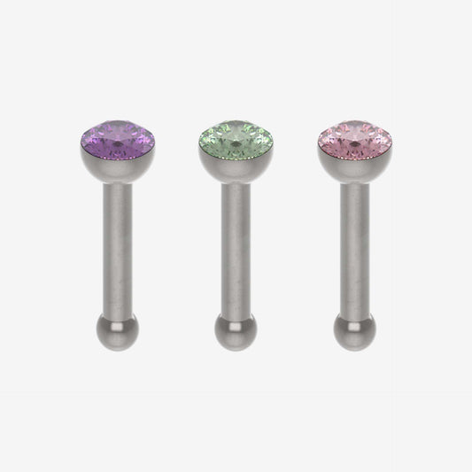 Piranha Nose Recto Surgical Steel 316L with Stone - 2061-NOSE-RACO