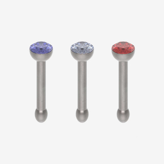 Piranha Nose Recto with Stone Titanium Polished - 2061-NOSE-RTIT