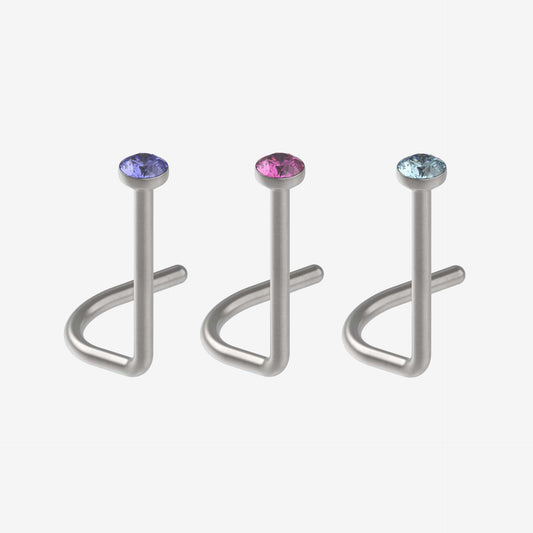 Piranha Nose Polished Titanium with Stone - 2061-NOSE-TIPO