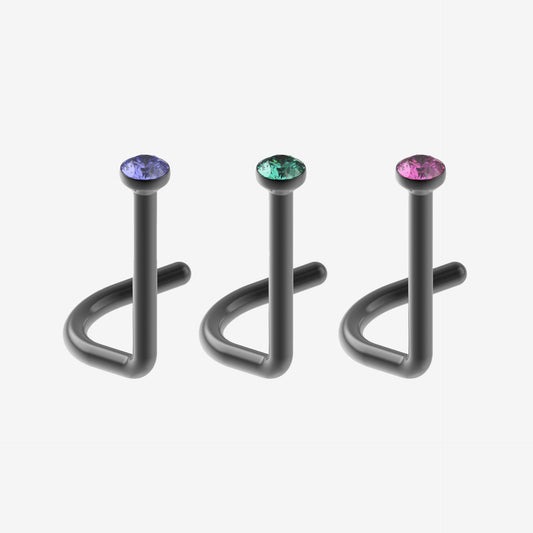 Piranha Nose Titanium Black with Stone - 2061-NOSE-TIPON