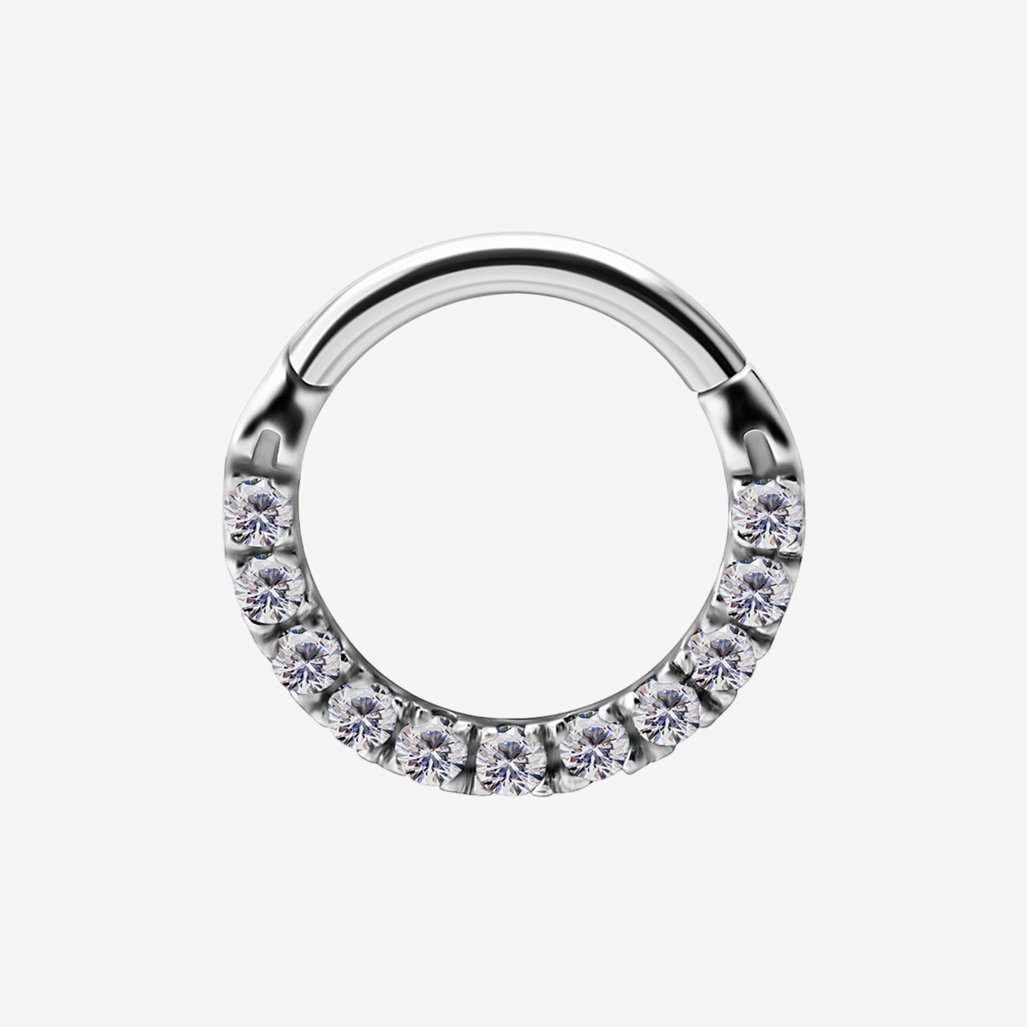 Piercing Piranha Argola Hinged Clicker Front Crystals Cobalt Chromium