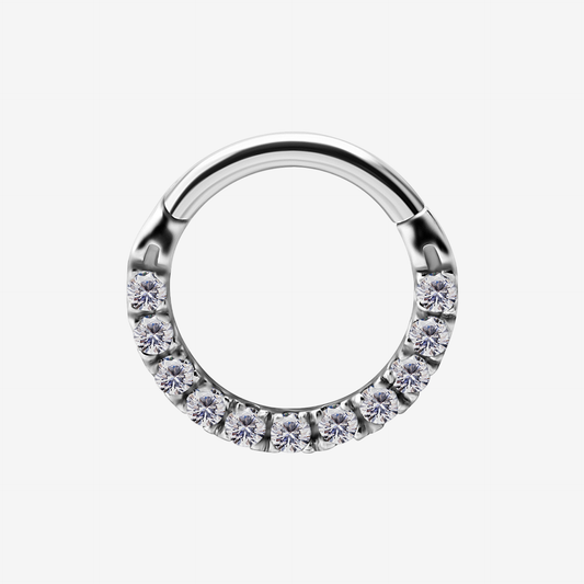 Piranha Argola Hinged Clicker Front Crystals Cobalt Chromium