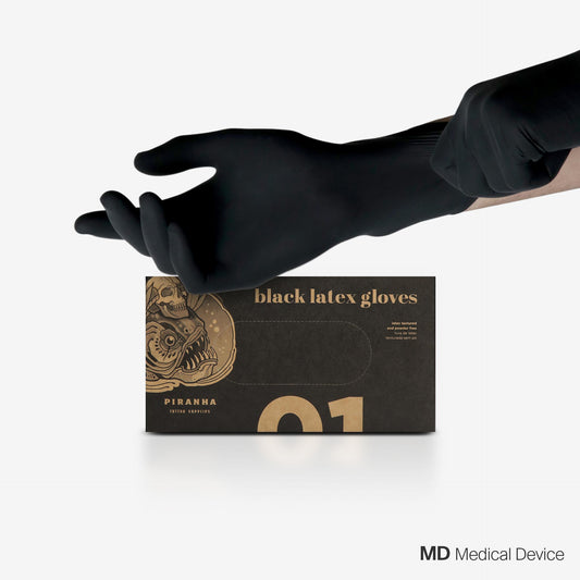 Piranha Latex Disposable Gloves Black - 4051-P-LL