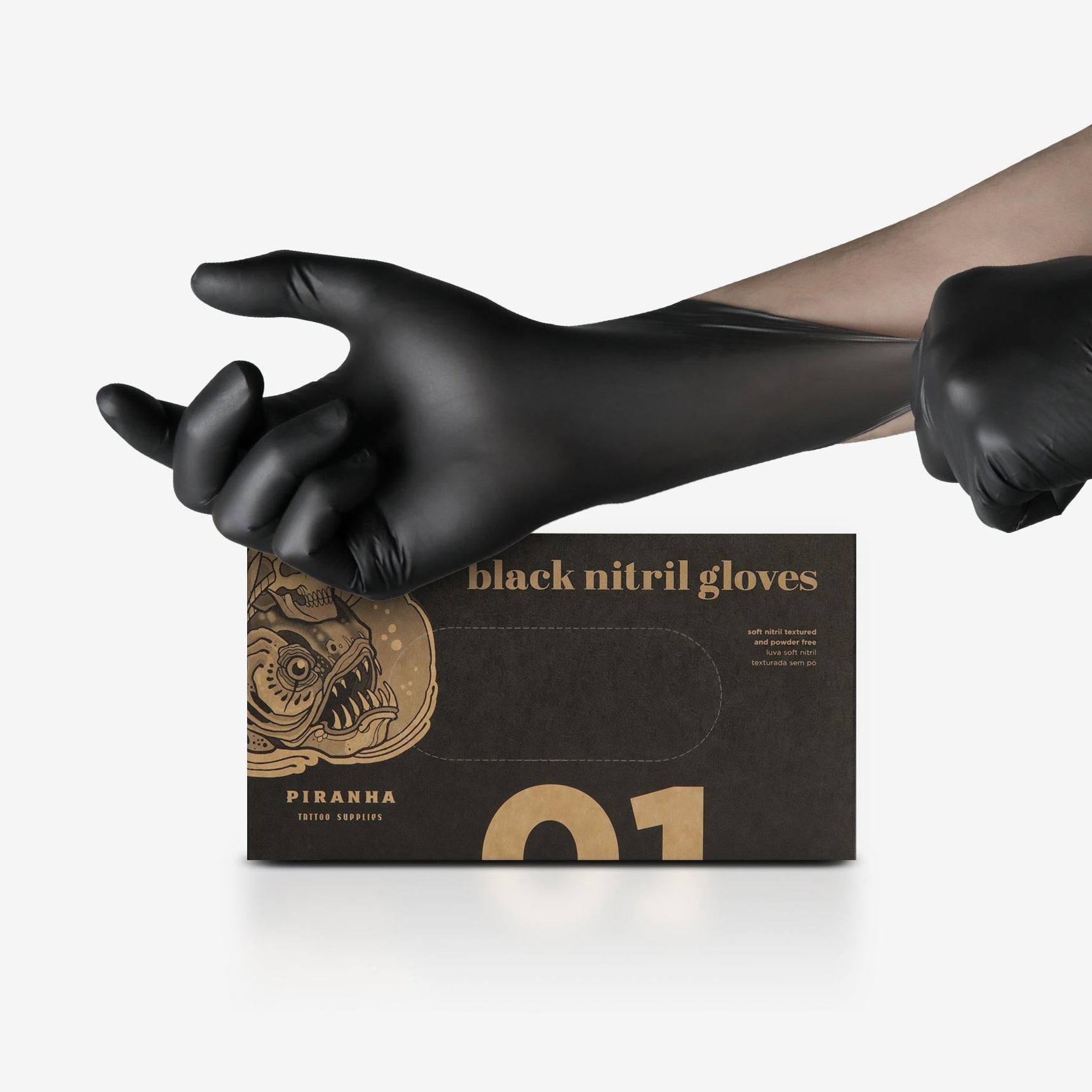 Piranha Soft Nitrile Disposable Gloves Black - 4051-PT-LL