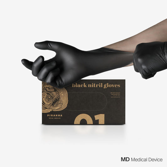 Piranha Soft Nitrile Disposable Gloves Black - 4051-PT-LL