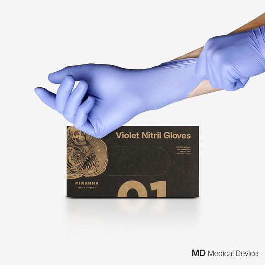 Piranha Soft Nitrile Violet Disposable Gloves - 4051-PT-LNV