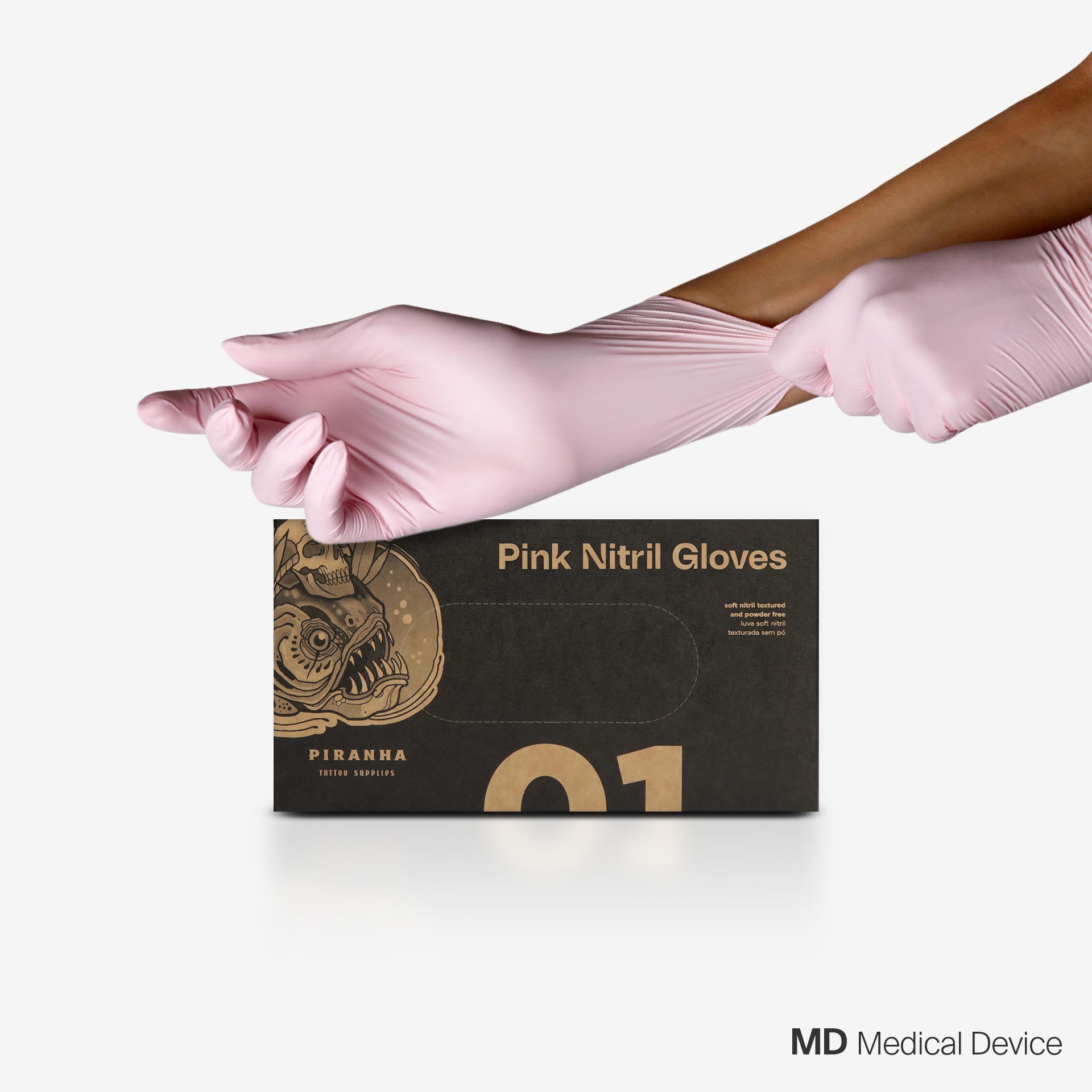 Piranha Soft Disposable Nitrile Gloves Pink - 4051-PT-LN
