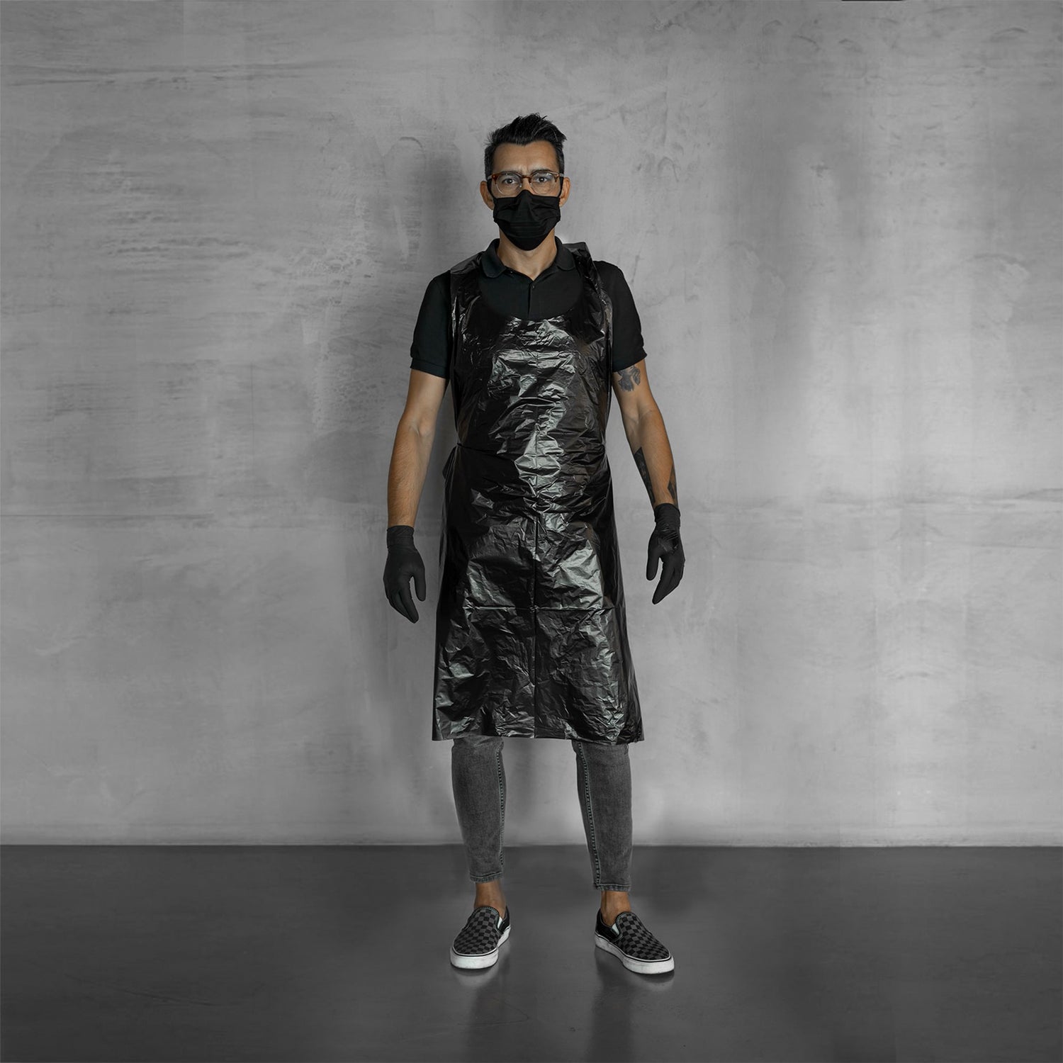 Disposable Apron Black - Pack 100 Units - 4057-017-002