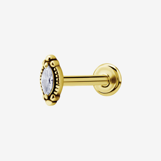 Piranha Labret Oval Crystal Aço Zirconline 