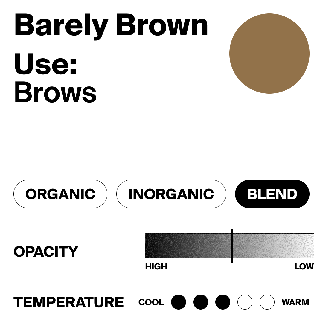 Color swatch labeled 'Barely Brown' with text and options on a white background