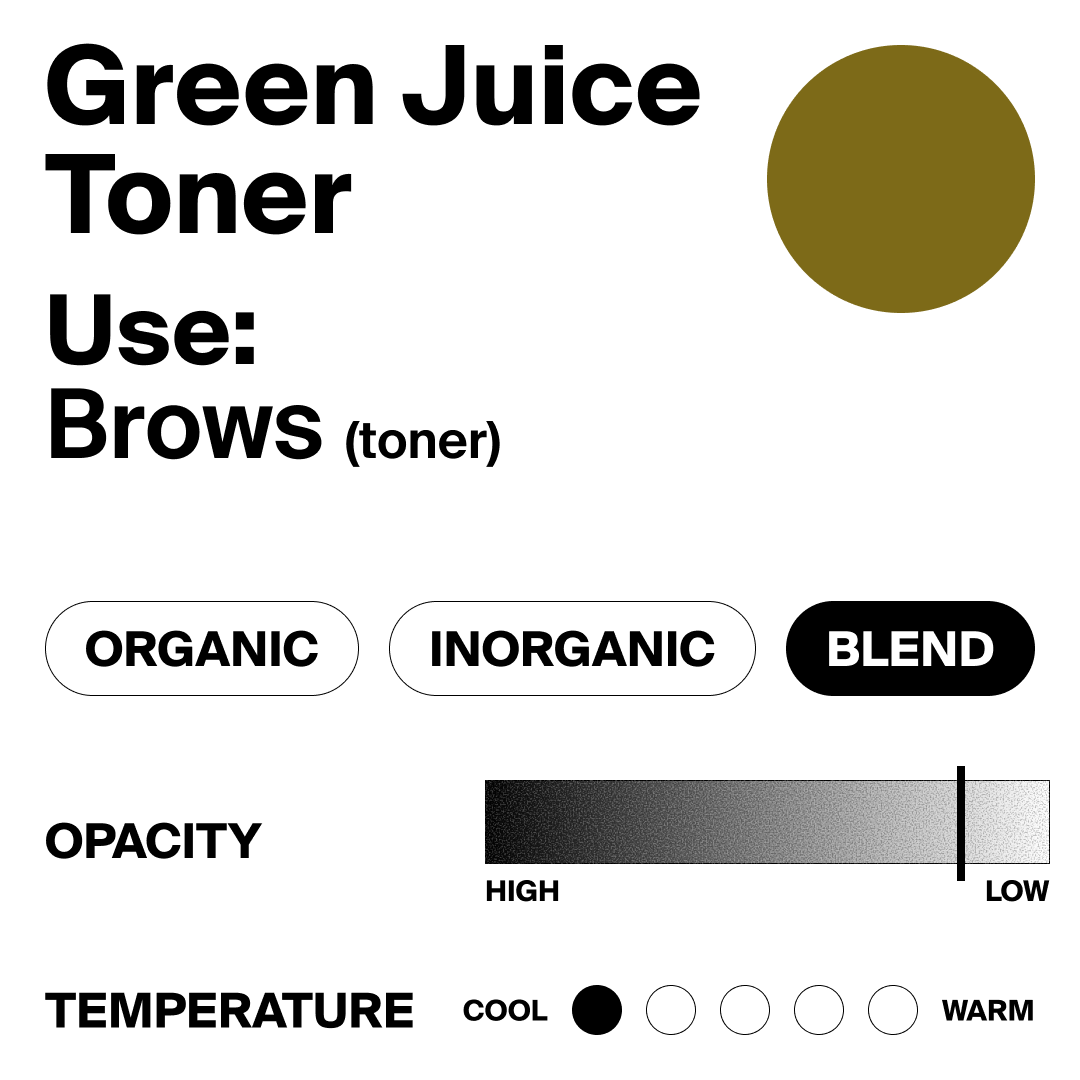 Green Juice Toner packaging with a color swatch and toner usage instructions.