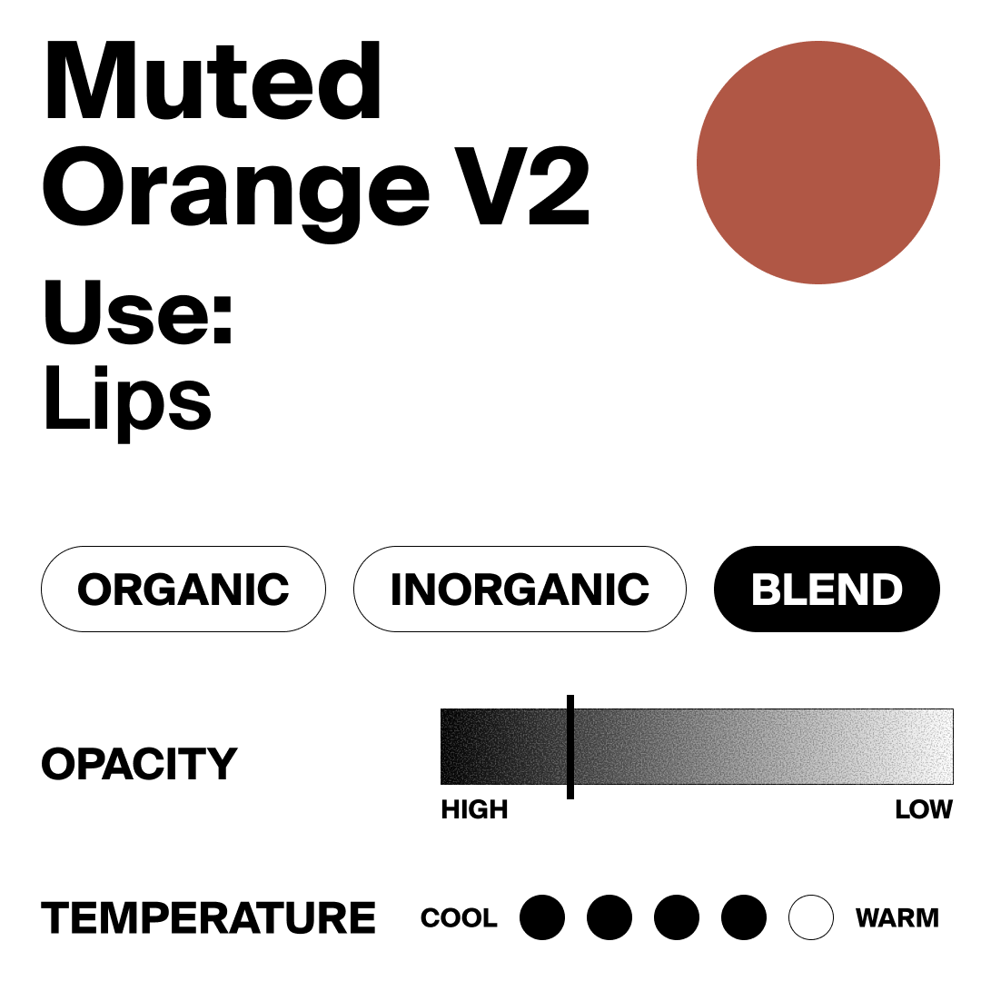 Muted Orange V2 color swatch with label and options on a white background