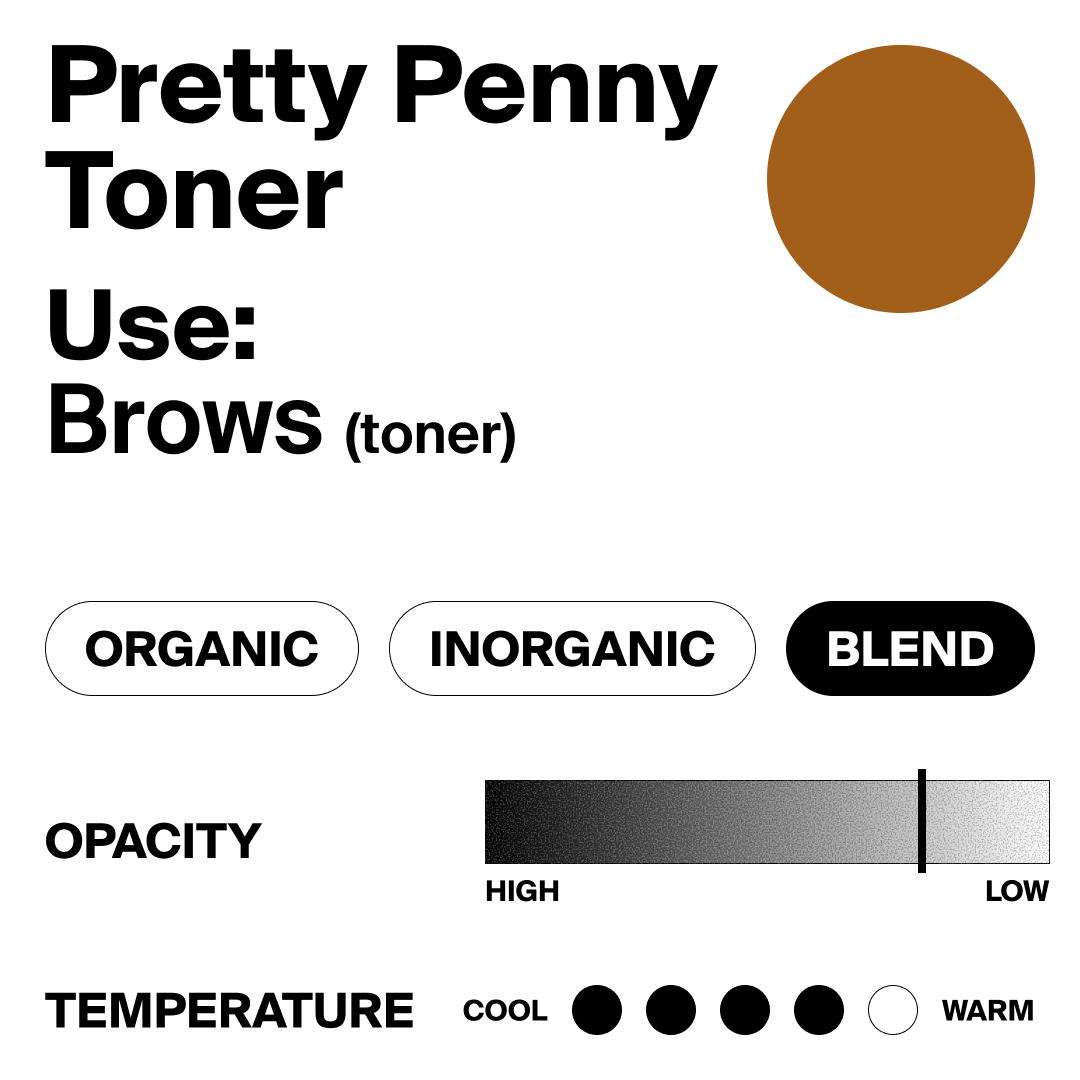 Pretty Penny Toner product description with brown color swatch and toner usage details.