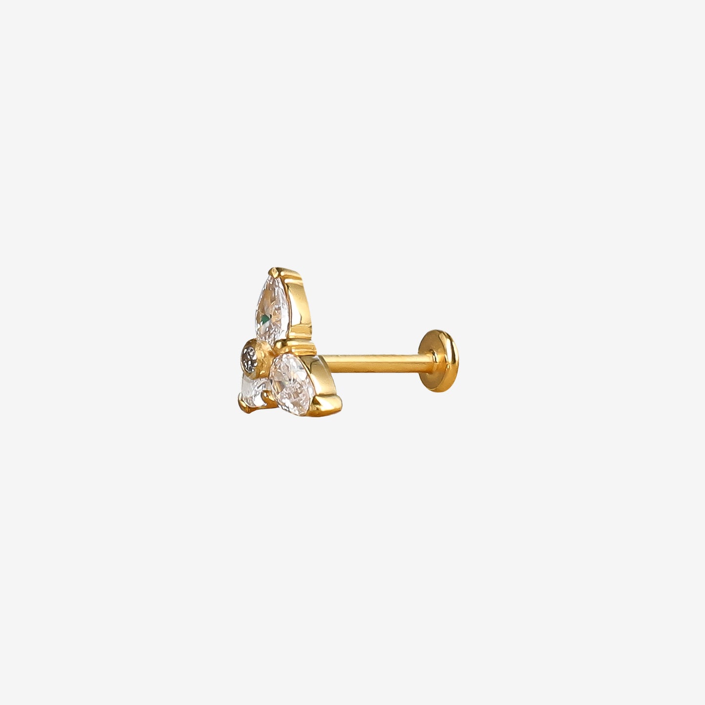 Piranha Labret Triangle Crystals Steel Zirconline