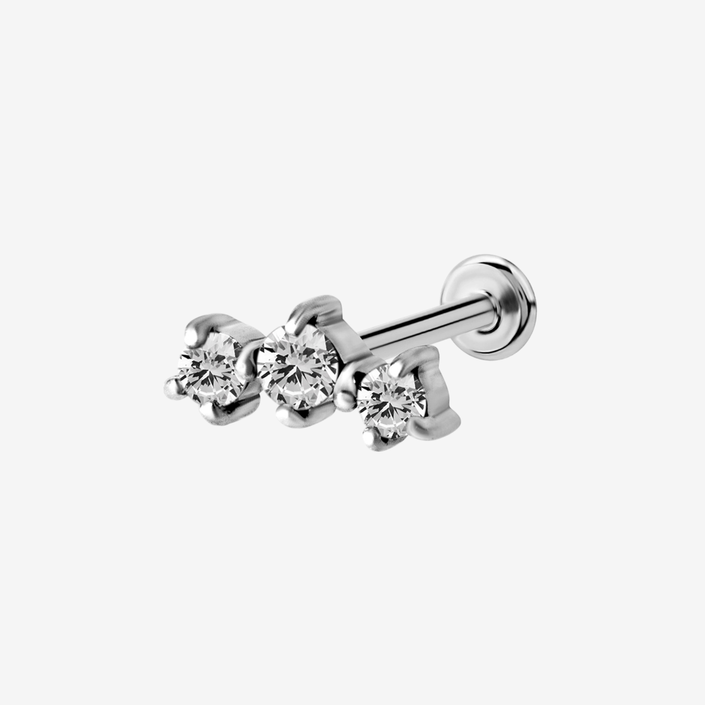 Piranha Labret Bow 3 Crystals Steel Basicline