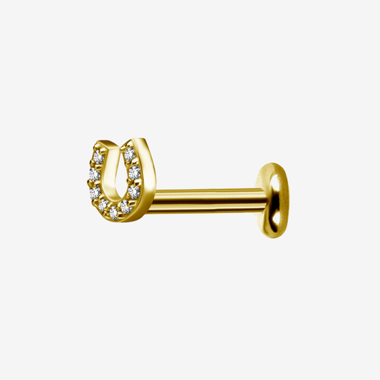 Piranha Labret Horseshoe Jewelled Steel Zirconline
