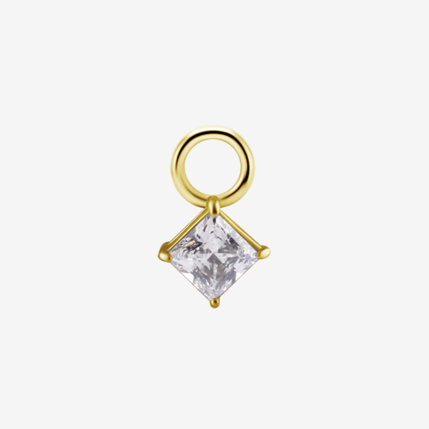 Piranha Ring Charm Square Crystal Steel Zirconline