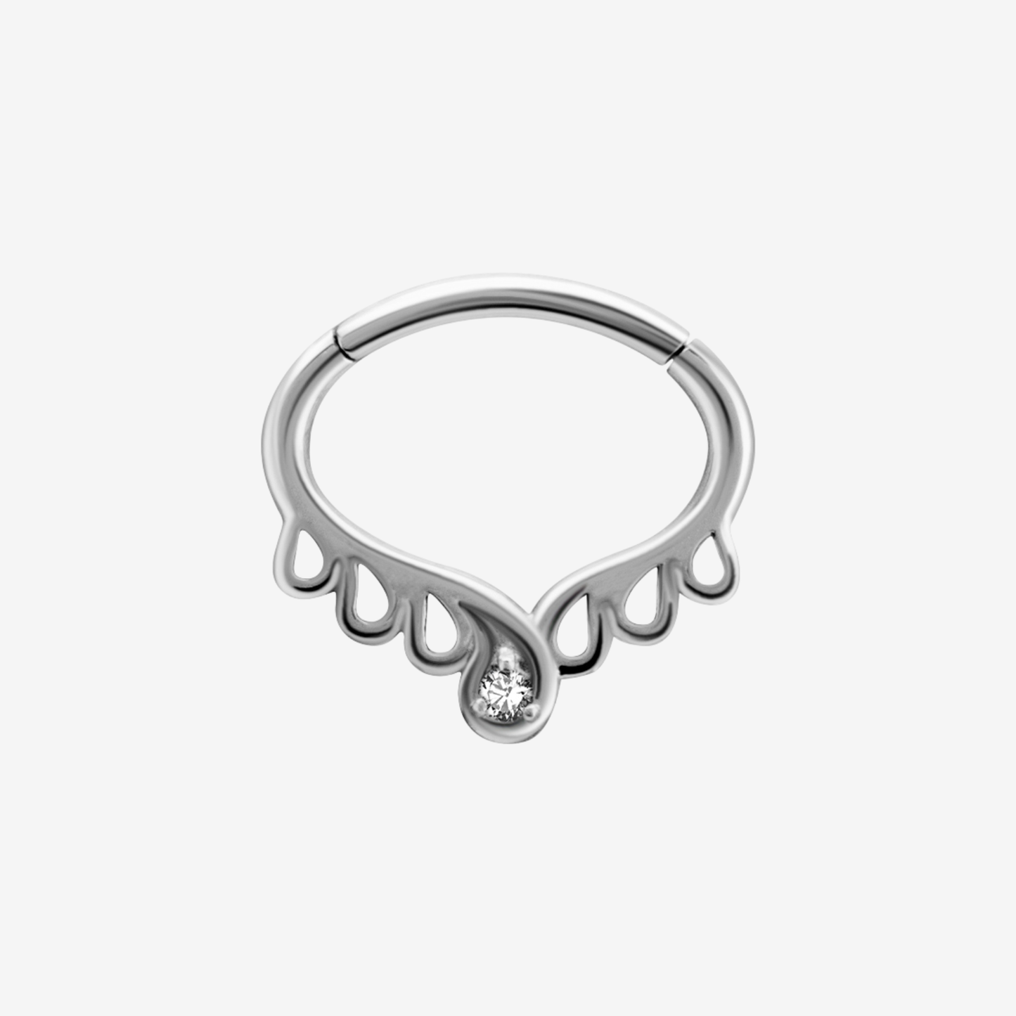 Piranha Septum Hinged Center Crystal Surgical Steel 316L Basicline