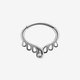 Piranha Septum Hinged Center Crystal Surgical Steel 316L Basicline