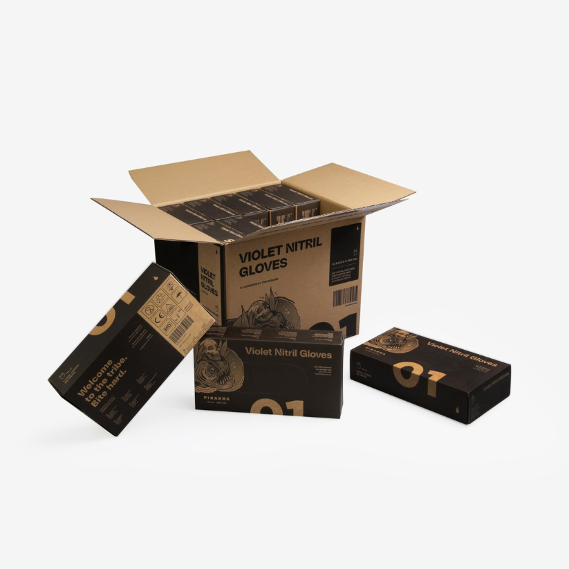 Piranha Guantes Desechables Nitrilo Blando Violeta