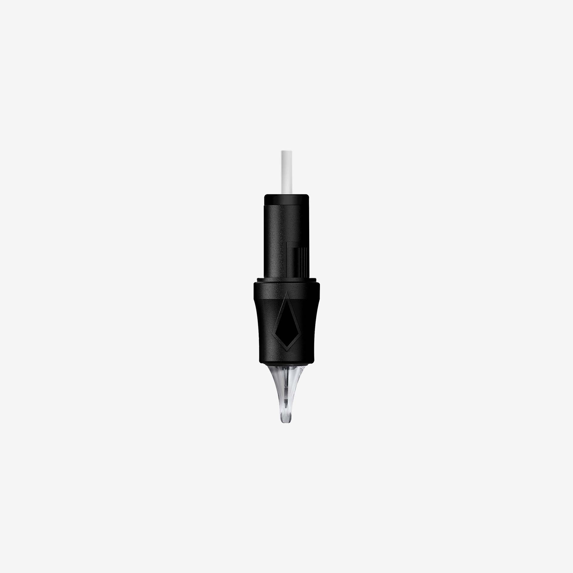 Black tattoo cartridge on a white background