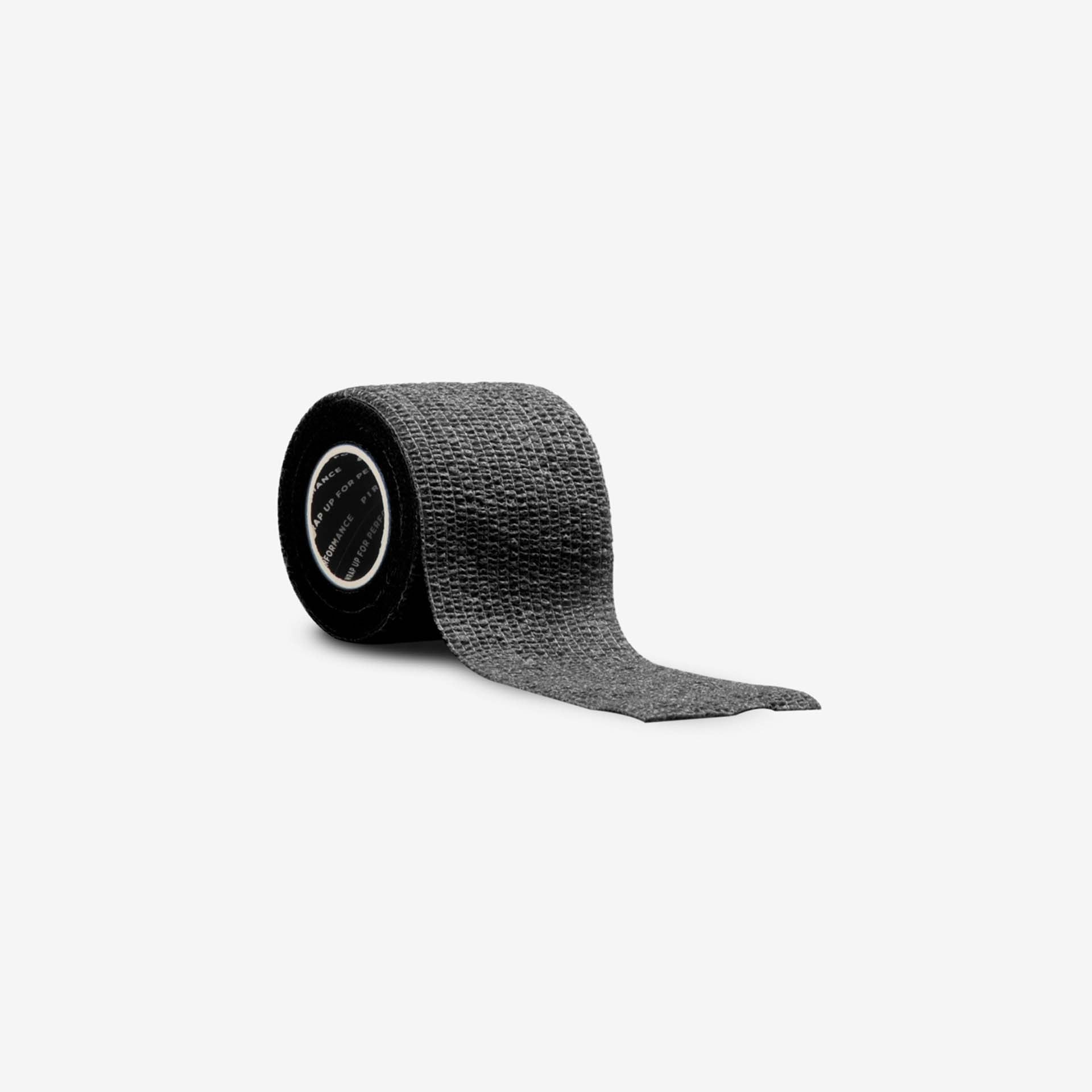 Roll of black mesh tape on a white background