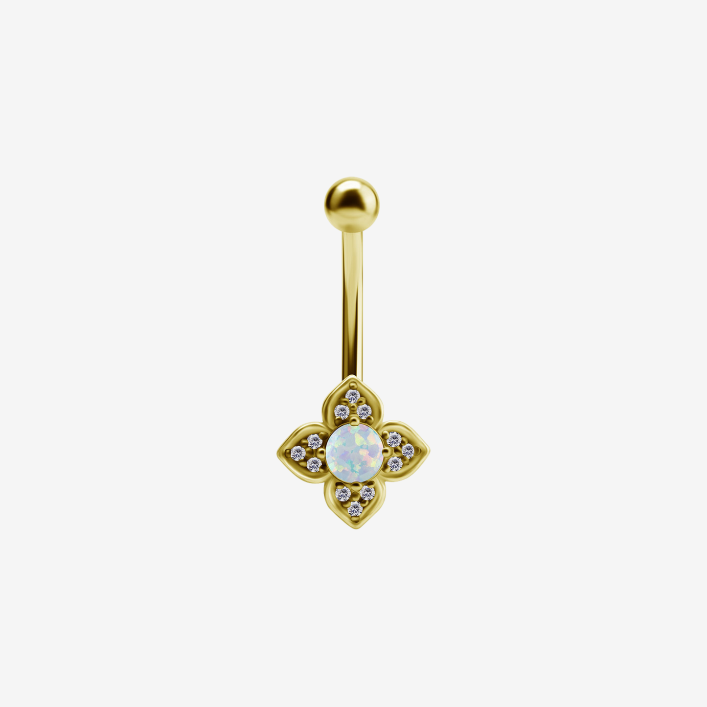 Piercing Piranha Banana Created Opal Round Crystal Steel Zirconline