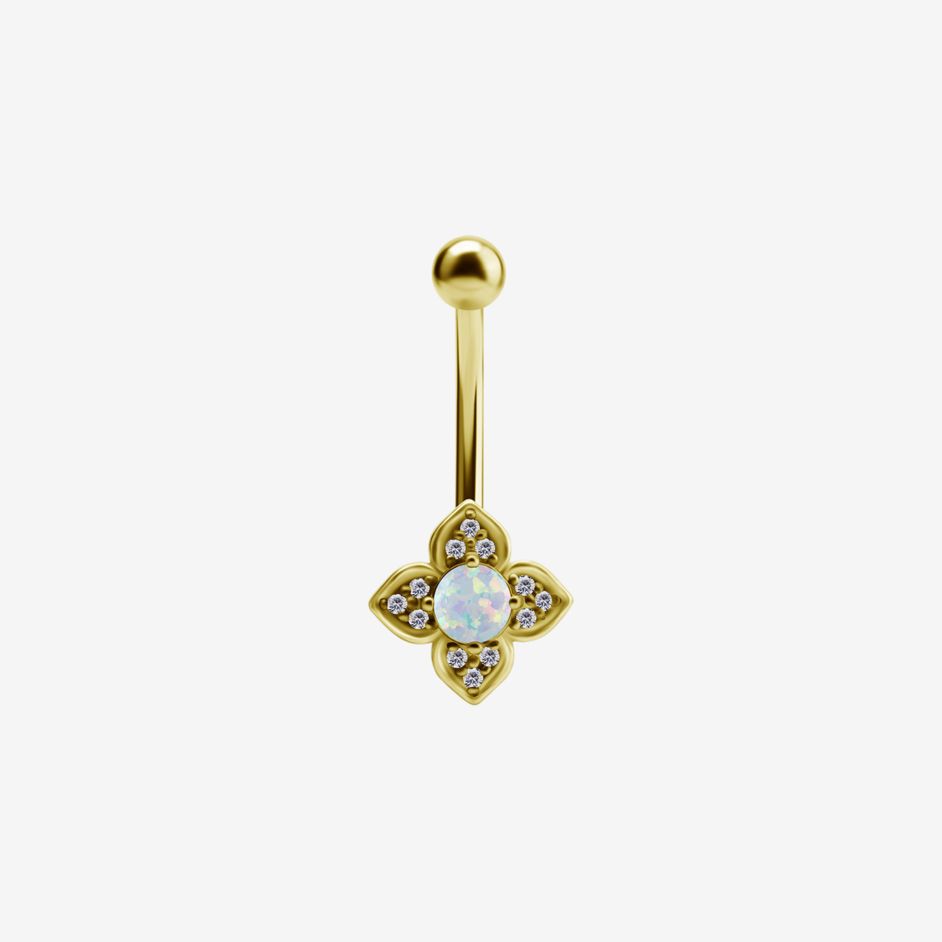 Piercing Piranha Banana Created Opal Round Crystal Steel Zirconline