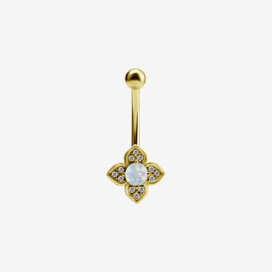 Piercing Piranha Banana Created Opal Round Crystal Steel Zirconline
